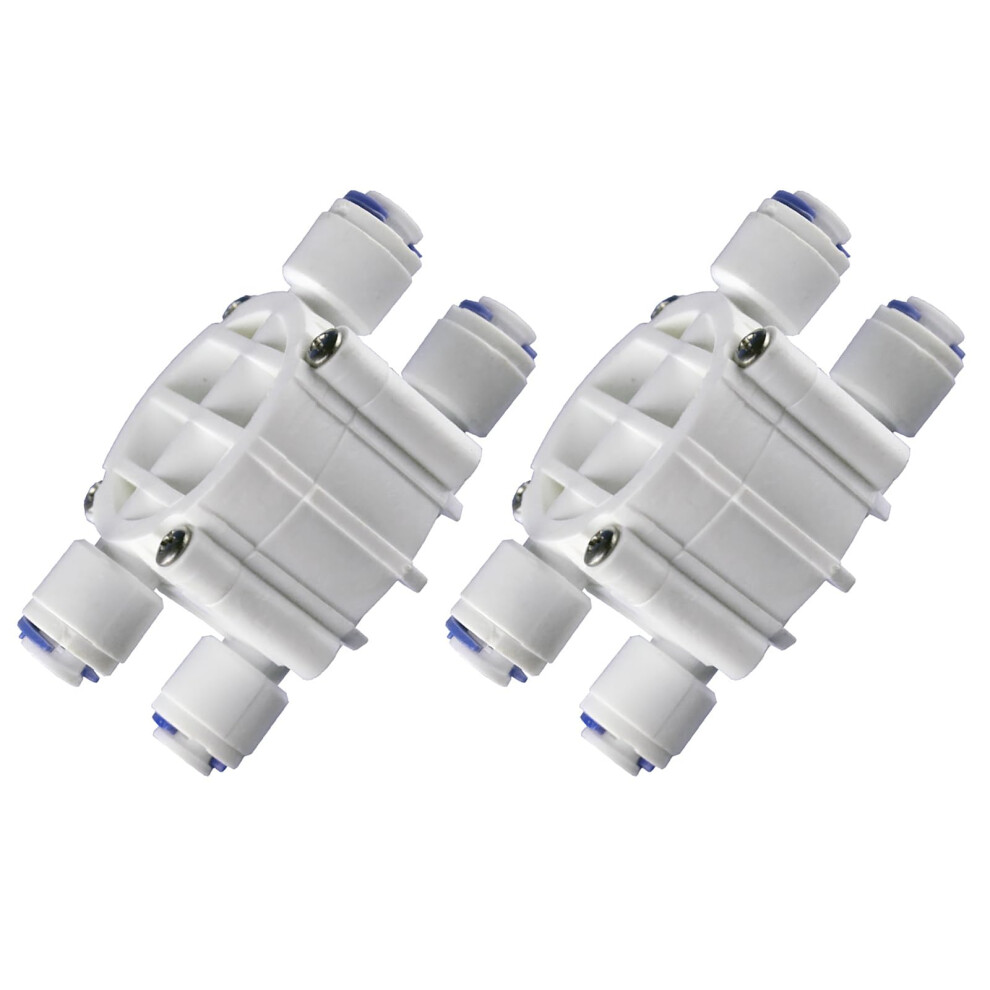 Automatic Shut-Off Valve For Ro Water Purifier, 1/4 Inch Connection, 4-Way Quick Connect, Four Sided Design 6038364645432