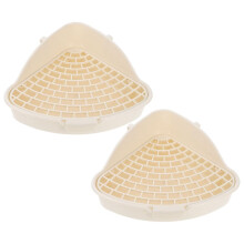 Small Pet Urinal Pack of 2 for Rabbit Cage and Hamster Cage Plastic Toilet Trainer White Bunny Cat Training