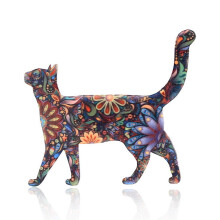 Acrylic Cat Flower Brooch Pin, 3 Inch Floral Lapel Pin, Cute Accessories for Clothing, Bags, Party Gifts for Kids