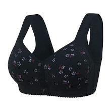 Women's Underwire-Free Push Up Bralette for Large Breasts, Comfortable Sports Bra with Front Closure, Wide Straps, Black 3XL