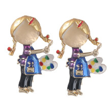 Fashion Brooch Pack of 2 for Girls - Alloy Metal Clothing Pin Gift for Christmas Secret Santa, No Gemstone, Cute Patterns