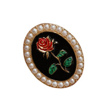 Unique Vintage Rose Brooch with Pearls and Enamel for Women - Stylish Accessory for Clothing, Hats, and Scarves