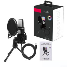 Desktop Noise Reduction Condenser Microphone Set with RGB Seven-Colour Luminous Stand USB for Computer Video Recording