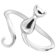 Cat Ring Adjustable Ring for Women, Silver Alloy Fashion Animal Ring, Open Design Adjustable Size Girls Jewelry