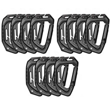 D-Shape Carabiners Pack of 12, Durable Plastic Clips for Camping, Hiking, and Outdoor Activities