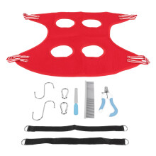 Dog Grooming Hammock Set, Breathable Pet Restraint Sling, Nail Clipper, Comb for Puppies and Cats, Large Red, 10-Piece Set