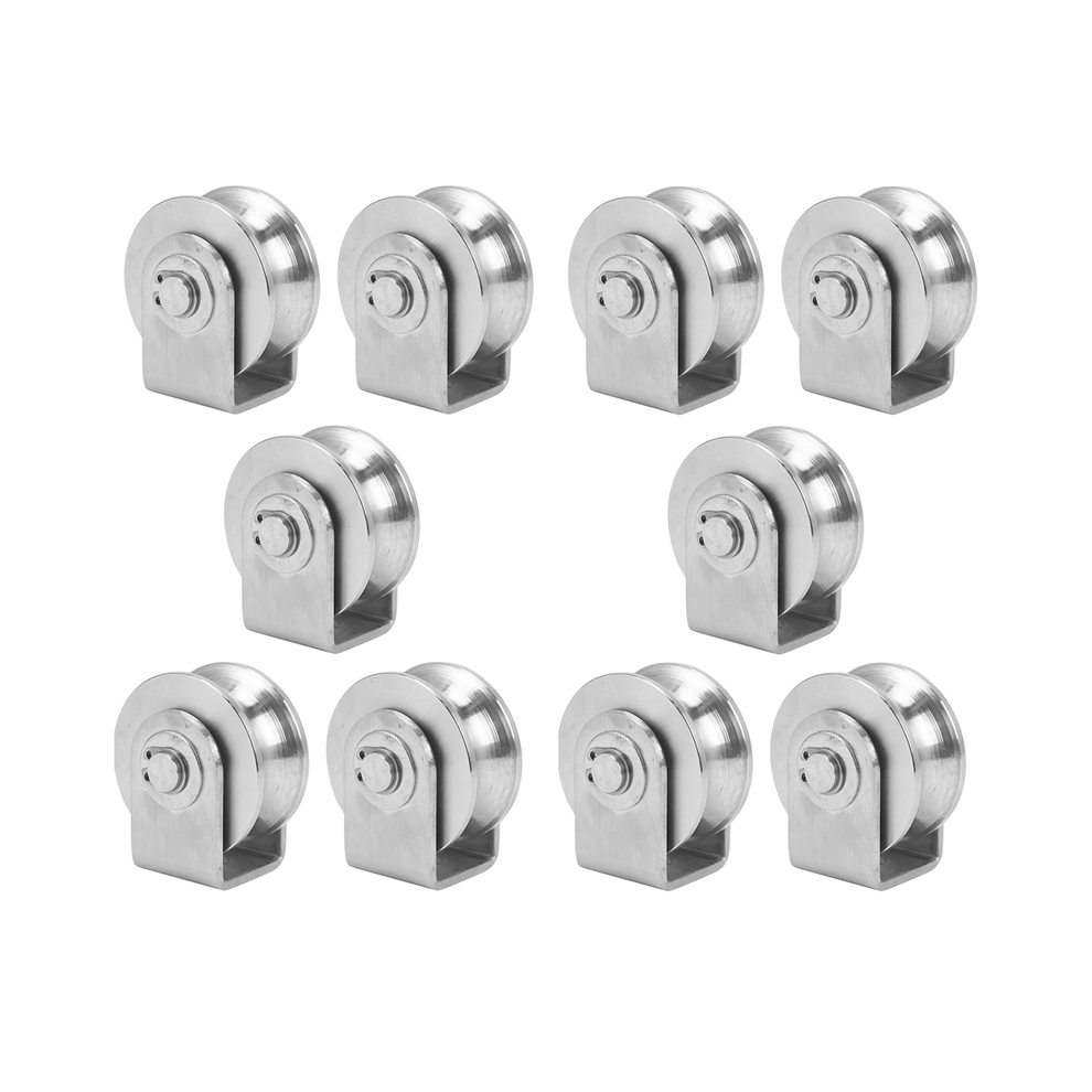 Spactz 10X 2 Inch Roller Wheel Bearings U Groove Pulley Wheels Detachable Heavy Duty Grooved Wheel For Material Handling