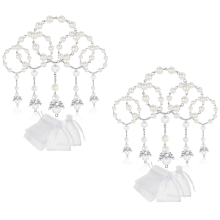 60 Pcs Baptism Acrylic Rosary Beads Mini Rosaries Angel with Organza Bags for the First Communion Baptism Party Favors