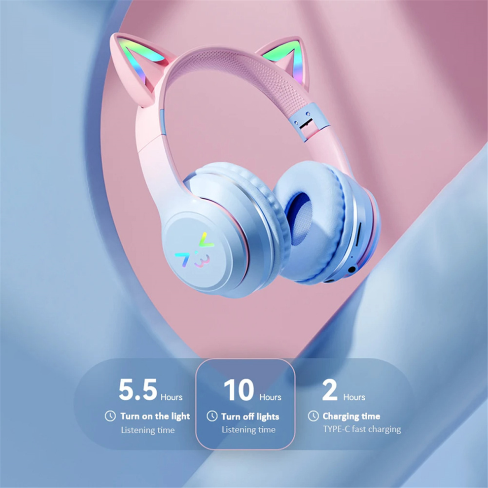 Gradient Color Wireless Headphone Bluetooth Headsets With Mic,E 4853123761374
