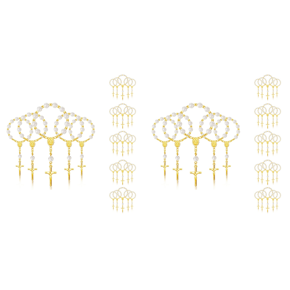60Pcs Baptism Rosary Acrylic Beads Mini Rosaries With For The First Communion Favors Spactz