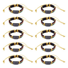 10X Rasta Jamaica Leather Bracelet