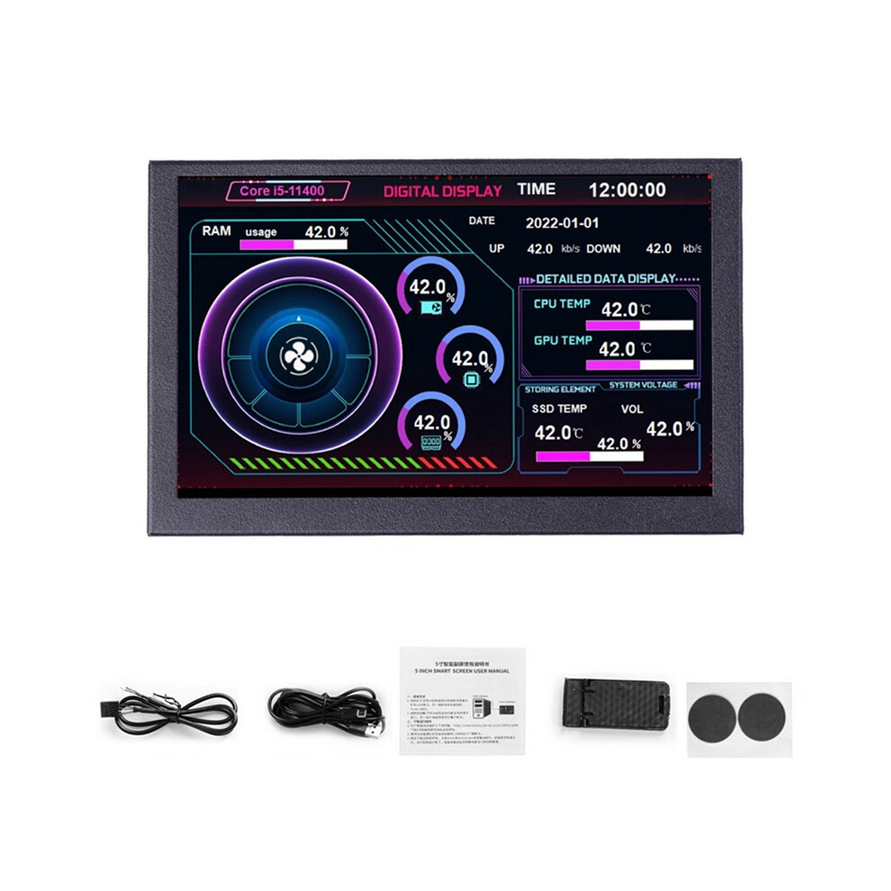 5-Inch Usb-C Sub-Screen Chassis Ips Computer Graphics Black 4853123781969