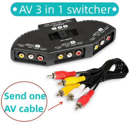 3-Way Audio Video AV Switch Selector Box Splitter 2
