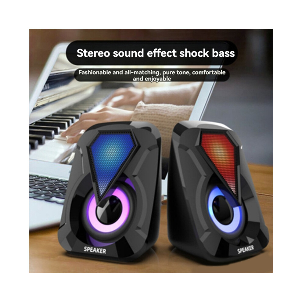 Usb Wired Computer Speaker Desktop Gaming Powerful Bass Loudspeaker Light 4853123707150