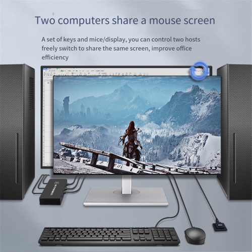 DVI KVM Switch USB Keyboard Mouse Print Monitor Switching Screen 2