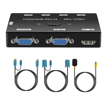 KVM Switch VGA+-compatible 1080P with USB 2.0 Port
