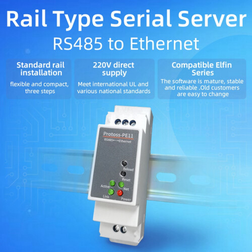 DIN-Rail Serial Port RS485 to Ethernet Converter Server 2