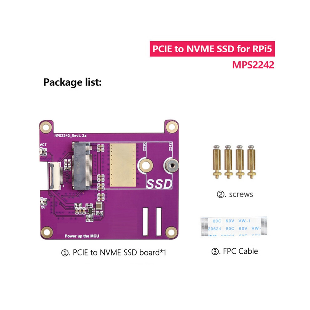 Pcie M.2 Nvme 2230 2242 Gen3 Ssd Hat Expansion Board Kit 4853123726649
