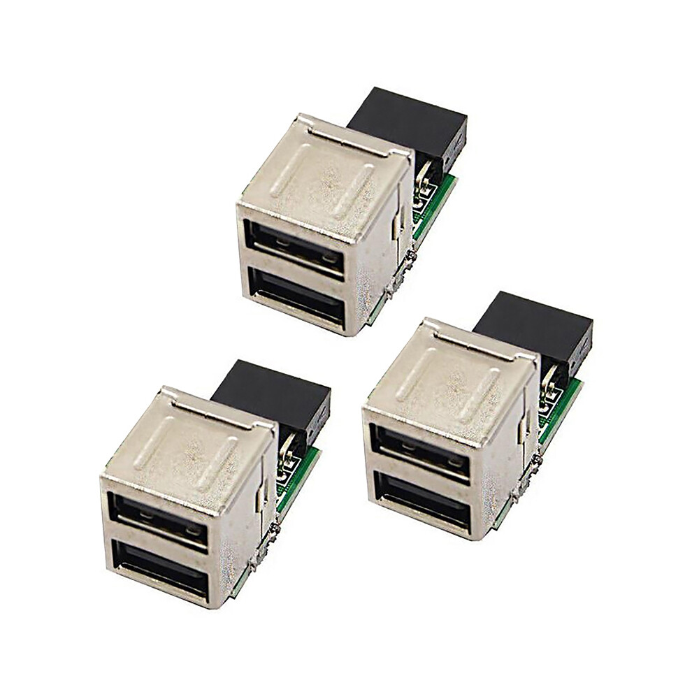3X 9-Pin Motherboard To 2 Ports Usb 2.0 A Female Header Adapter 4851802986728