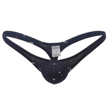 Men's Christmas Underwear Sexy Bikini Jumpsuit Set Borat Style Mesh Shorts Sissy Underwear Size M Blue