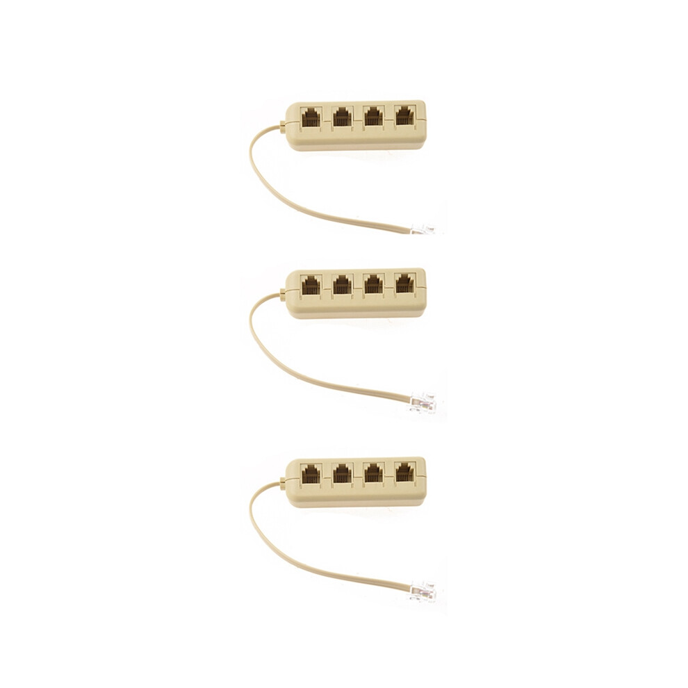 3X Rj11 6P4c To 4 Way Telephone Line Modular Splitter Beige 4851802983994