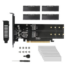PCIe To M2 Adapter Card, PCIE X16 4 Port NVME SSD Add on Card
