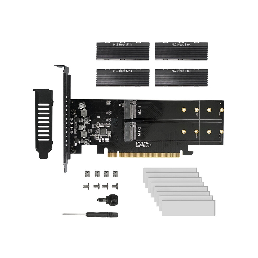 Pcie To M2 Adapter Card, Pcie X16 4 Port Nvme Ssd Add On Card 4851802987862