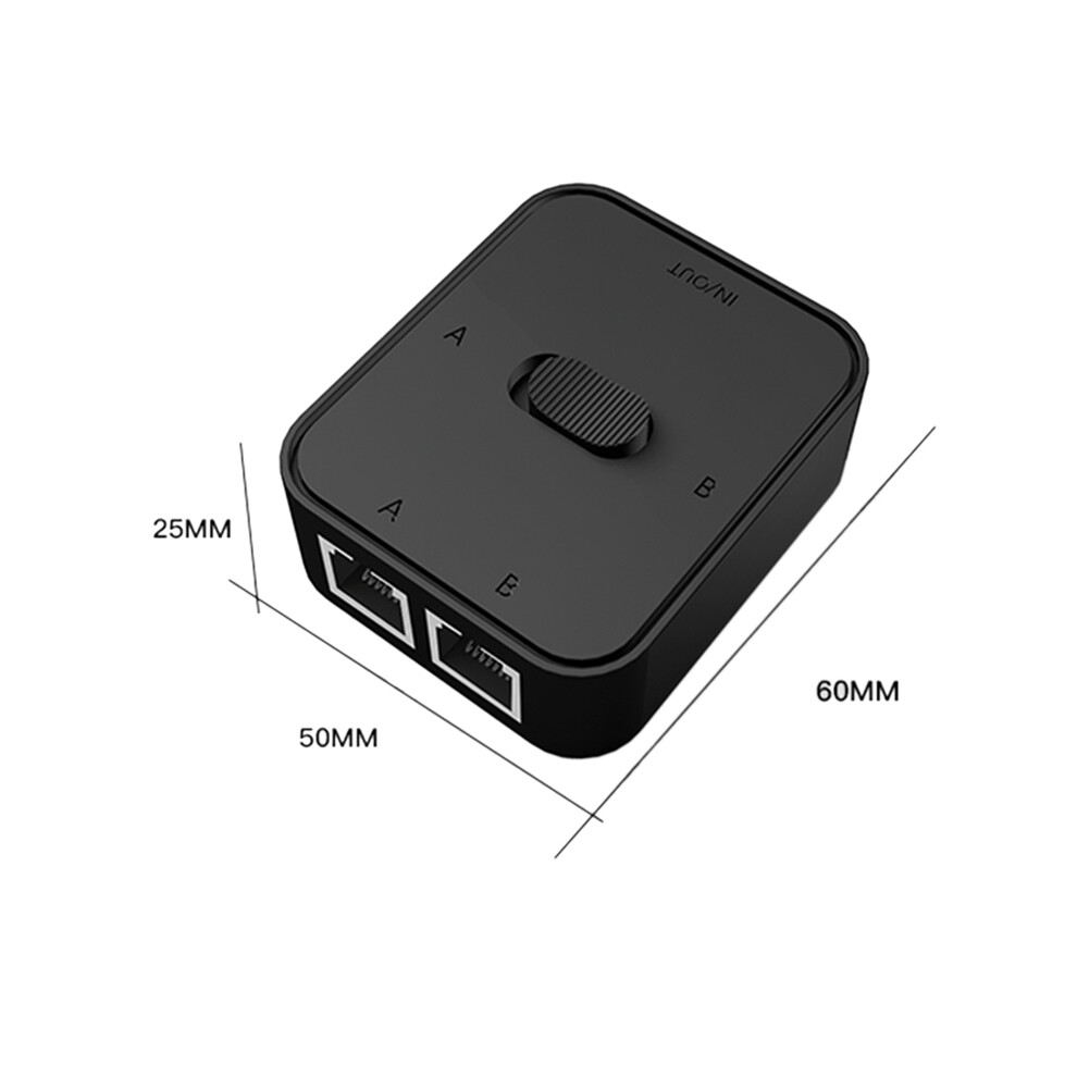 2 Port Gigabit Network Switch Rj45 Splitter- Black 4851802987824