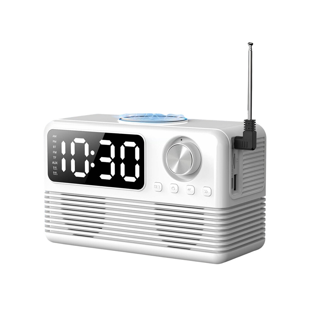 15W Wireless Bluetooth Speaker With Charger And Clock Radio, White 4851802991166