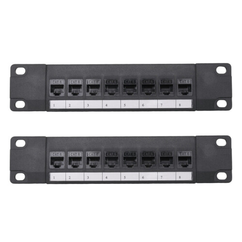 8 Port Straight-Through CAT6 Patch Panel RJ45 Network Cable Adapter