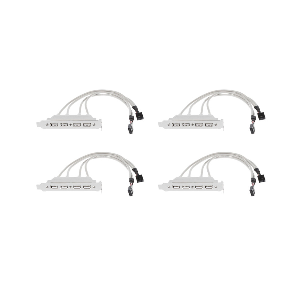 Dual Motherboard 9Pin Header To 4Port Usb 2.0 Cable Pci Bracket 4851802996956