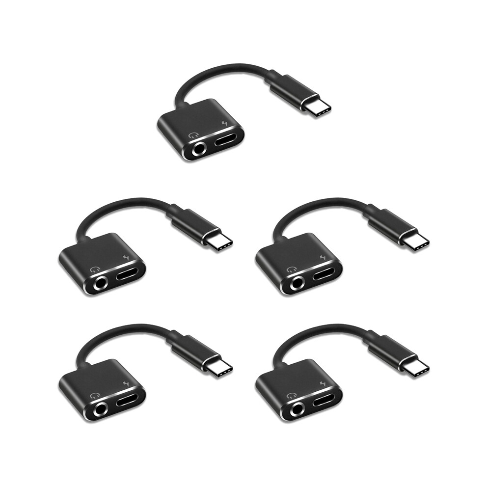 2 In1 Type-C To 3.5Mm Headphone Jack Adaptor/Connector Charger Black 4851802901349