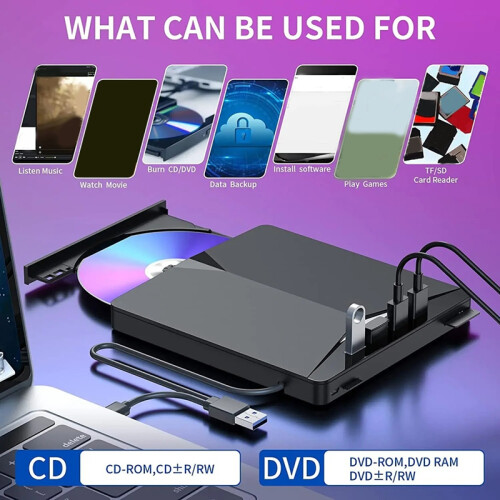 USB 3.0 Type-C External Burner DVD RW CD Drive for PC Laptop 2