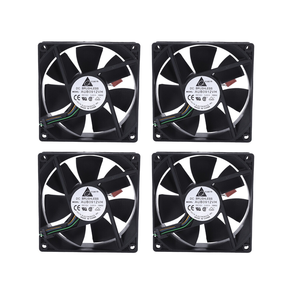 90X90x25mm Dc 12V 0.60A 4-Pin Computer Cpu Cooling Fans Black 4851802907143