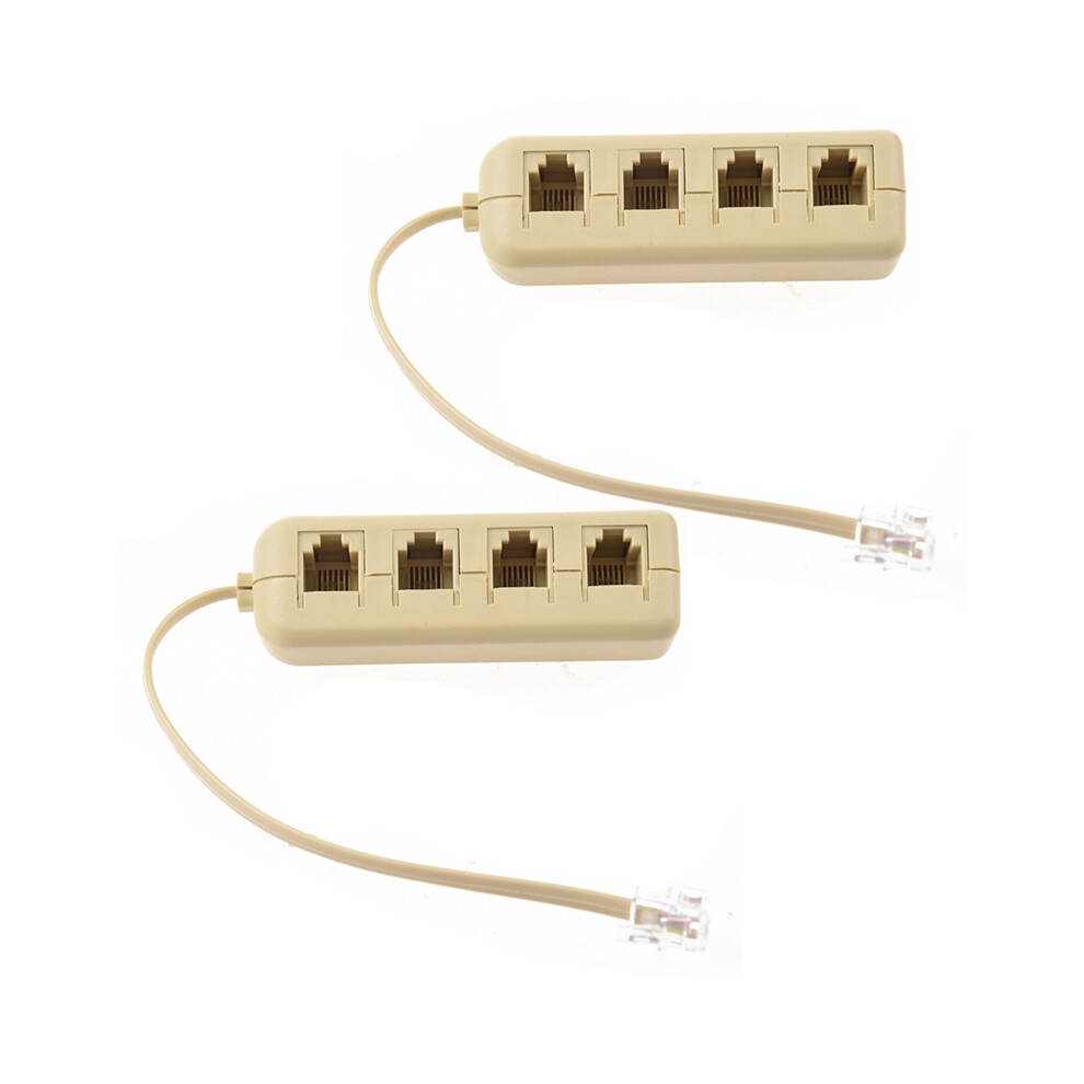 Rj11 6P4c To 4 Way Telephone Line Modular Splitter Adapter Beige 4851802905729