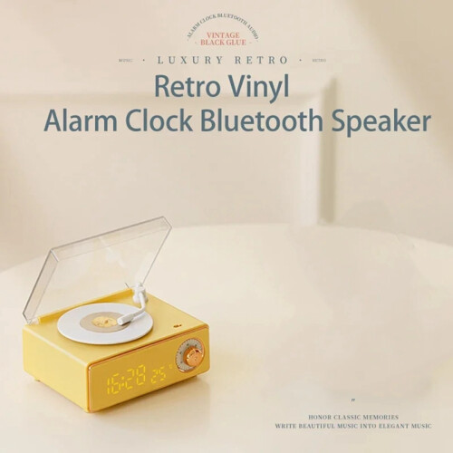 New Arrival Retro Record Player Alarm Clock Audio Speaker 2