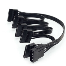 4Pin IDE to 5-Port Power Cable Molex SATA 18AWG For HDD SSD PC