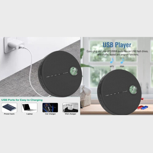 Rechargeable Bluetooth CD Player, Music Disc Player for Car Black 2