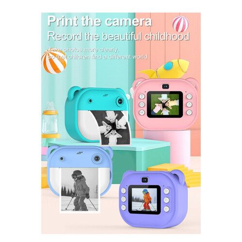 One-Buttonh Printing Camera with 2 Rolls of Paper B 2