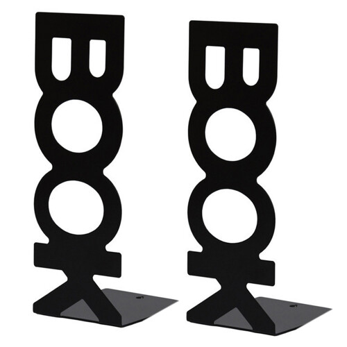 1 Pair Bookends for Library School Book Holder Letter Baffle Black