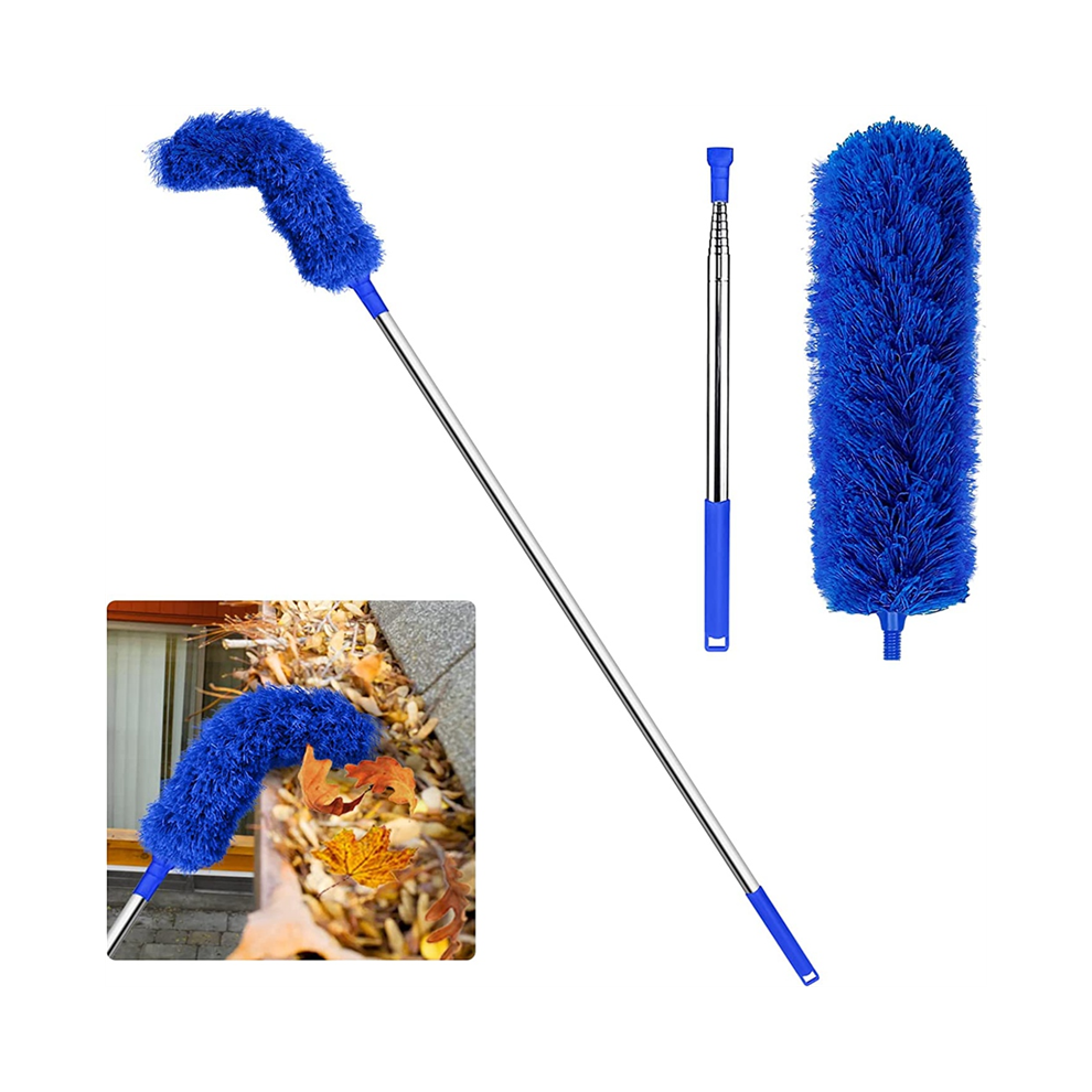 Gutter Cleaning Brush Roofing Tool With Telescopic Pole 8.2Ft, Blue 4851802925239