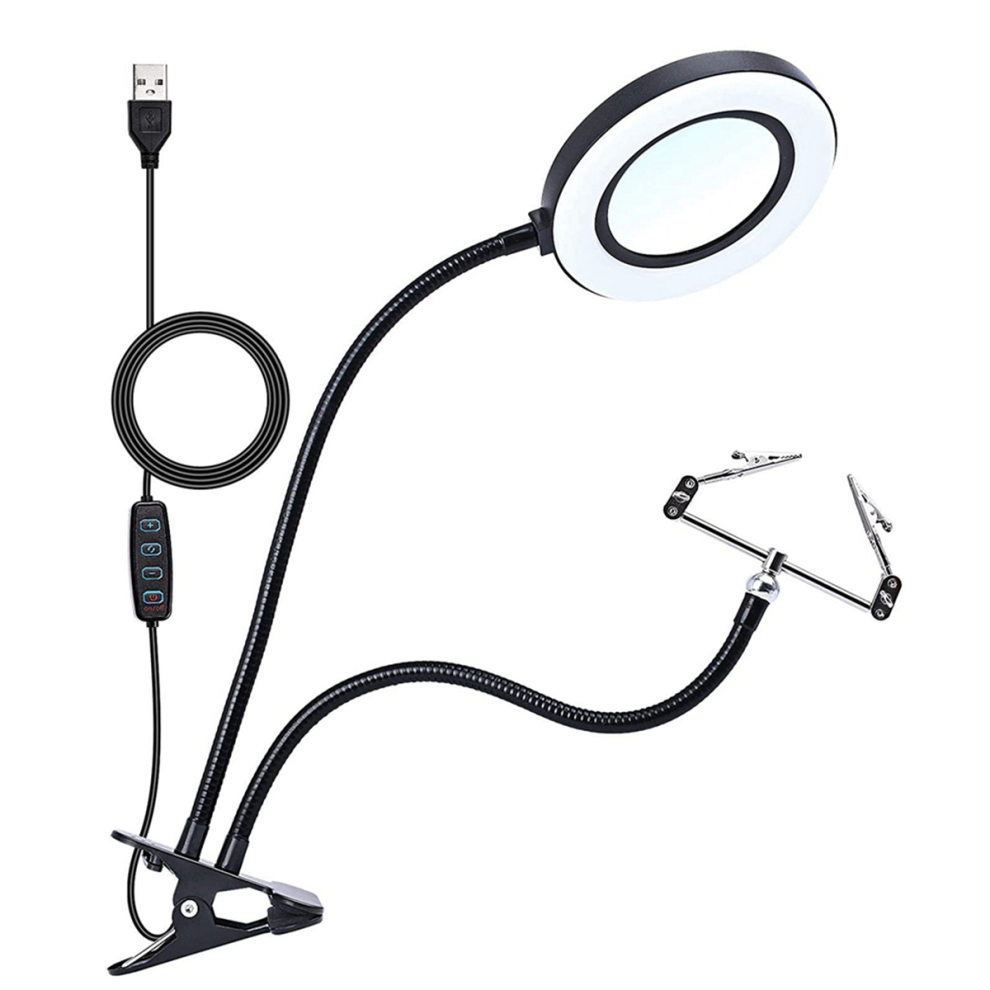 Spactz Multifunctional Desk Lamp Magnifying Glass With Led Lights