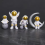 4 pcs Astronaut Figure Statue Figurine Silver 10