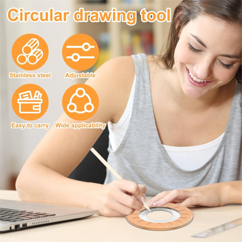 Circle Drawing Tool, Adjustable Multifunctional Plotter, Rotatable Plotting Tools for Woodworking 2