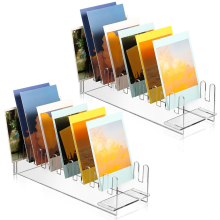 2 Pcs 12 Tier Acrylic Greeting Card Display Stand Portable Rack Clear Postcard Holder