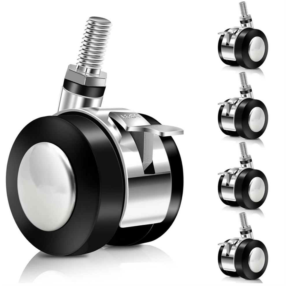 5 Pcs Office Chair Wheels Replacement Dual 1.5 Inch Soft Casters For Hardwood Floors & Carpet 4851802940584
