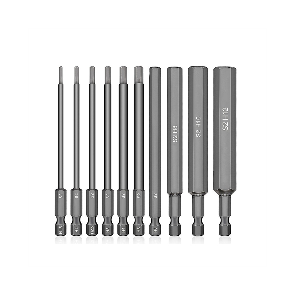 10 Pieces Of 50Mm Hex Key Drill Bit Metric H1.5-H12 Electric Hexagon Screwdriver Wrench Socket 4851802962920