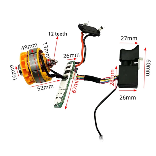12teeth Brushless Electric Drill Assembly Motor Control Board Switch 2