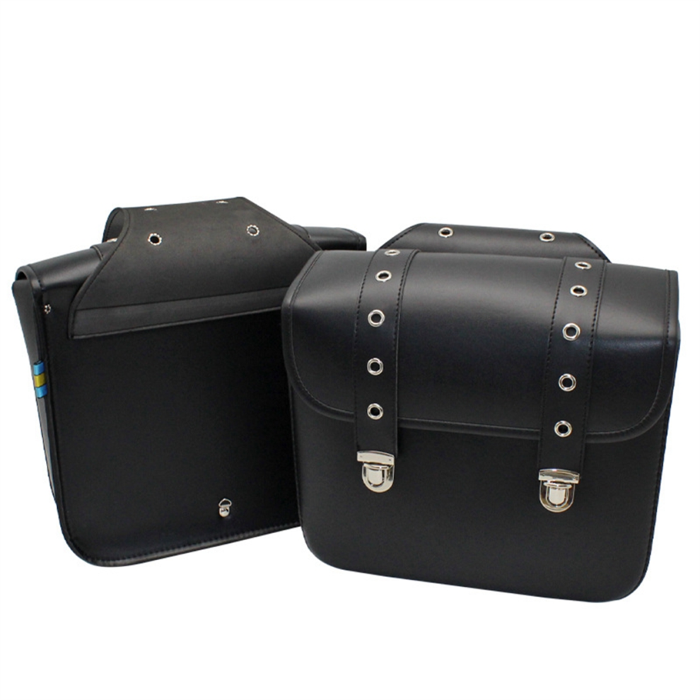 1 Pair Motorcycle Retro Saddlebag Pu Leather Side Bags Storage Light 4852794825569