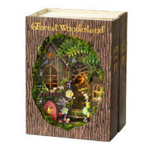 DIY Book Nook Kit with 3D Puzzle Model Building Wooden Bookshelf Bookend Toy Halloween Christmas Birthday Gift MINI-109